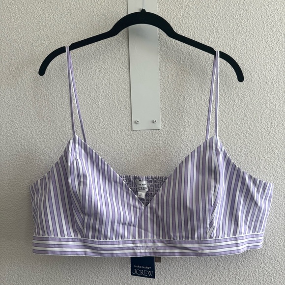 NWT Marie Marot x J.Crew Bralette Top in Thomas Mason Cotton Poplin Tank Purple - Picture 3 of 12